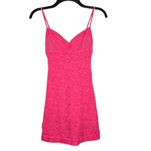 Victoria's Secret Y2k Hot Pink Lace Chemise Slip Dress Medium Barbiecore Dollett